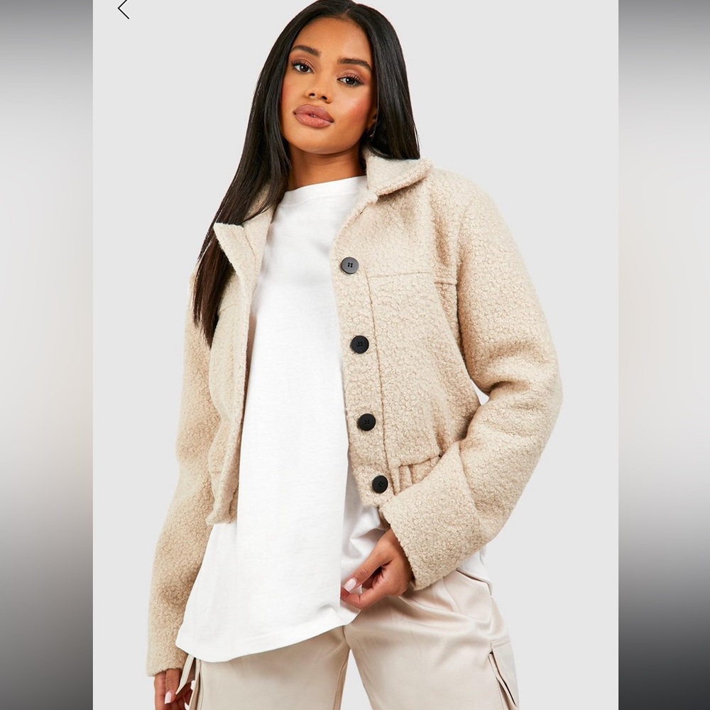 BOOHOO : textured wool look crop jacket